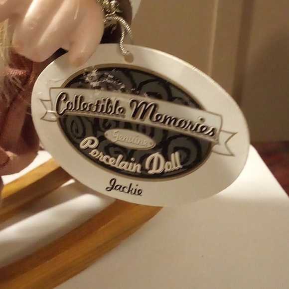 Collectable Memories Porcelain Doll "Jackie" W/Wooden Rocking Horse Vintage - Picture 2 of 14